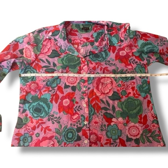 TALBOTS COTTON BUTTON FRONT SHIRT - SKETCHED BLOOMS Plus 1X - Picture 6 of 10